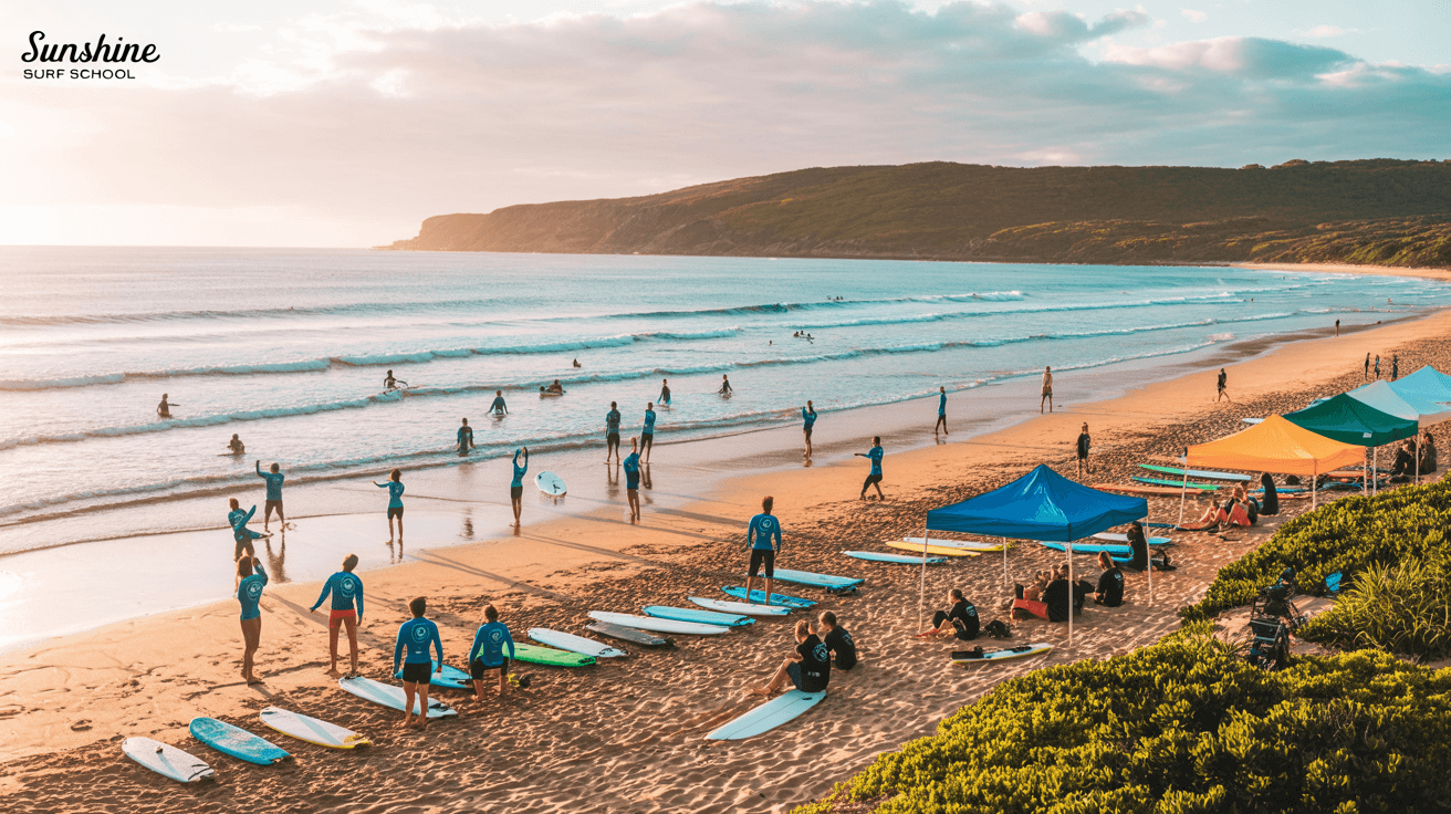 Surf school team celebrating success